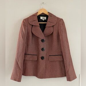 Le Suit Women's Red & Black Knit Blazer Jacket